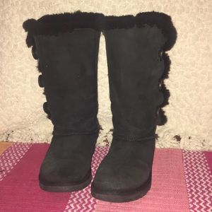 Tall black Bailey-button UGG boots